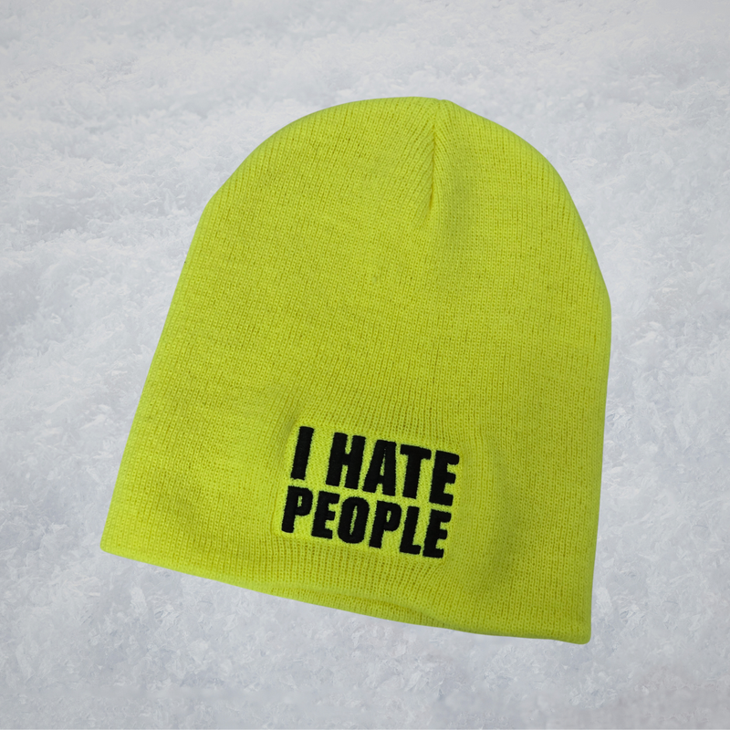 I Hate People Beanie (Safety Yellow)