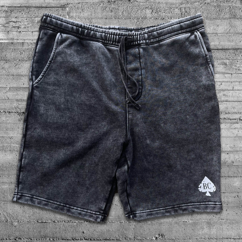 Acid Wash Black Fleece Shorts BC Limited
