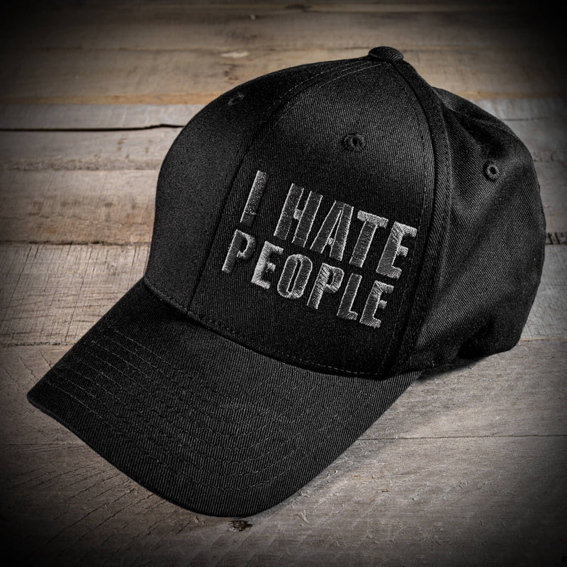 Black I Hate People Hat (FlexFit)